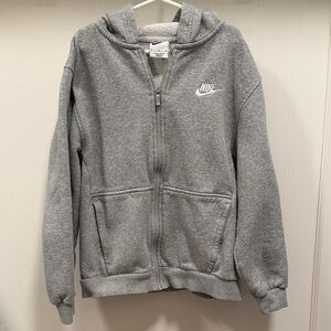 Nike Youth (M) Heather Gray Zip Up Fleece Hoodie